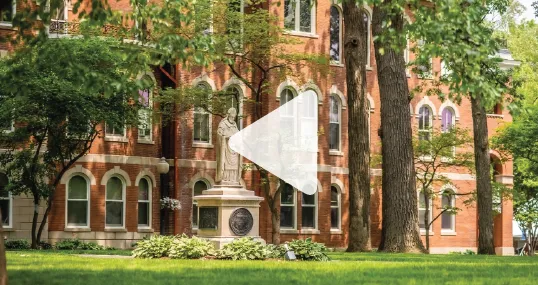 Exterior view of St. Ambrose University's Ambrose Hall.